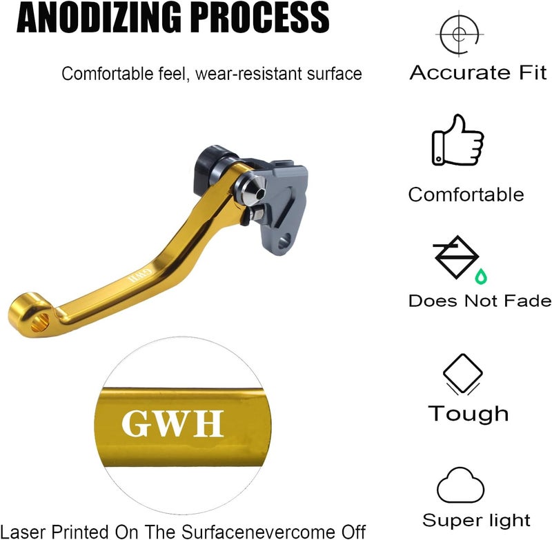 Adsspro Motorcycle Brake Clutch Lever Handle CNC Aluminum for RMX250S 1996 1997 1998 Dirt Pit Bike（Gold - Image 4